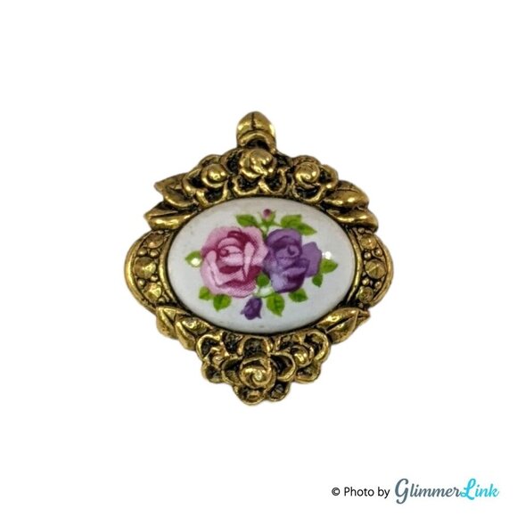 Vintage 1990s Avon Victorian Romance Porcelain Pendant - Picture 1 of 8